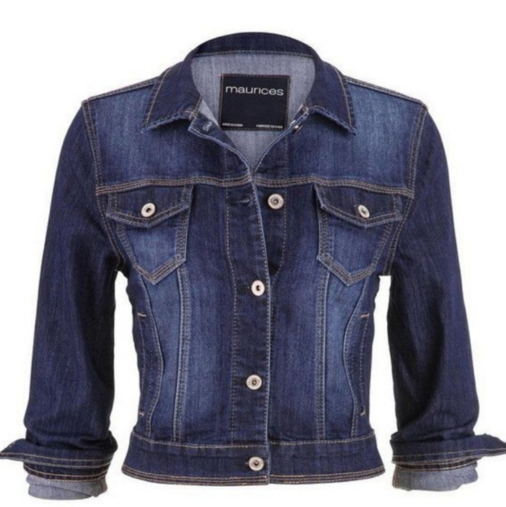 Maurices Traditional Dark Wash Denim Jacket